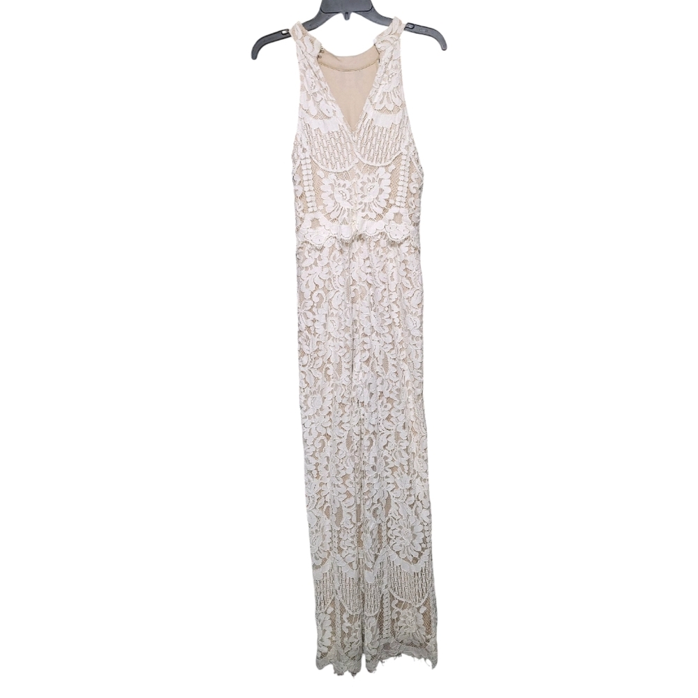 Lulu's Brittany White Lace Sleeveless Elegant Halter Jumpsuit Women's Size Small - Picture 6 of 13